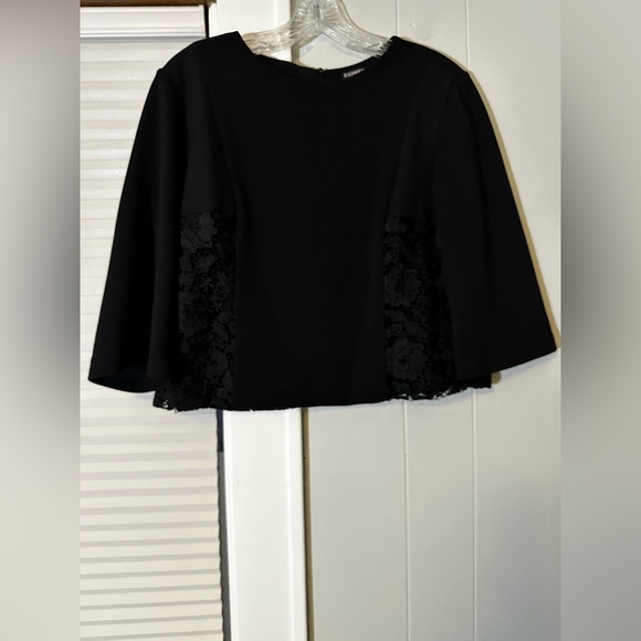 Express Black Lace Panel Blouse – 3/4 Sleeve Work Top – Size Large – EUC - Picture 2 of 4